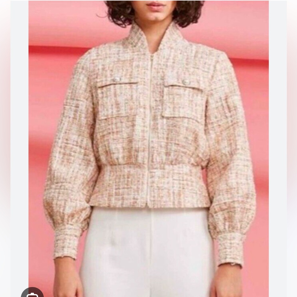 NWT Foxiedox XL Tweed Bolero Sequin Pearl Blush Blazer t